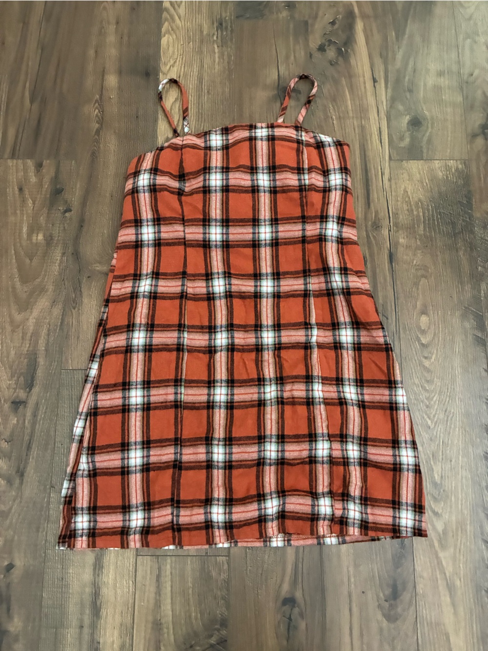 ROMWE Orange Plaid Flannel Mini Dress